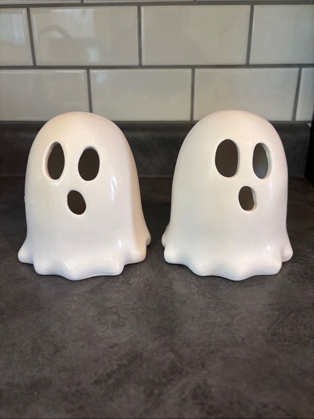 Target White Ceramic Ghost Candle Holders - Pair
